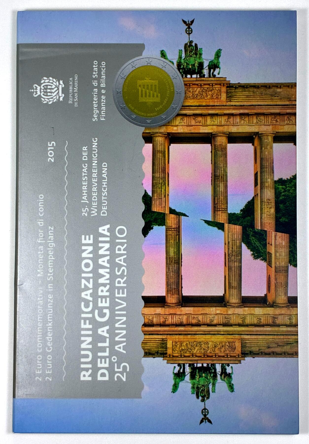 【雨安】【直播拍卖】【第0127期-裸币套币】2026-03-13 周五 19:30 (金价1140, 银价21.50) [现代装帧] San Marino 欧元 圣马力诺 2欧元 2015年 德国统一25周年