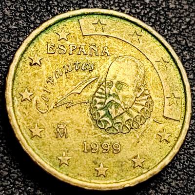 泉币菌-第209场-拍品多 请提前出价 - 欧元 西班牙1999年10欧分铜币 作家塞万提斯·萨维德拉 19.75MM 