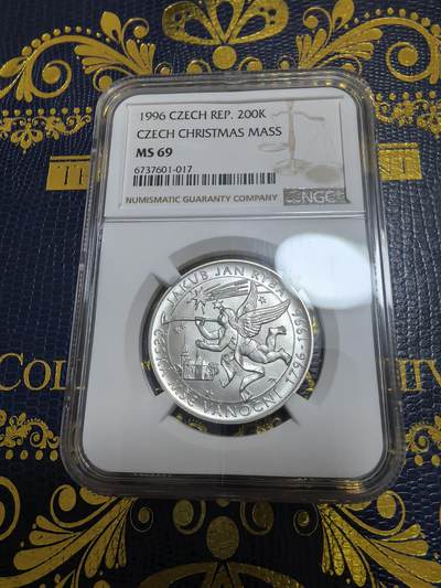 长老汇马年精选第九场拍卖 - 1996 捷克圣诞弥撒200克朗银币，NGC MS69分，唯一亚军，更高1枚，17070枚，其中6000多枚被毁