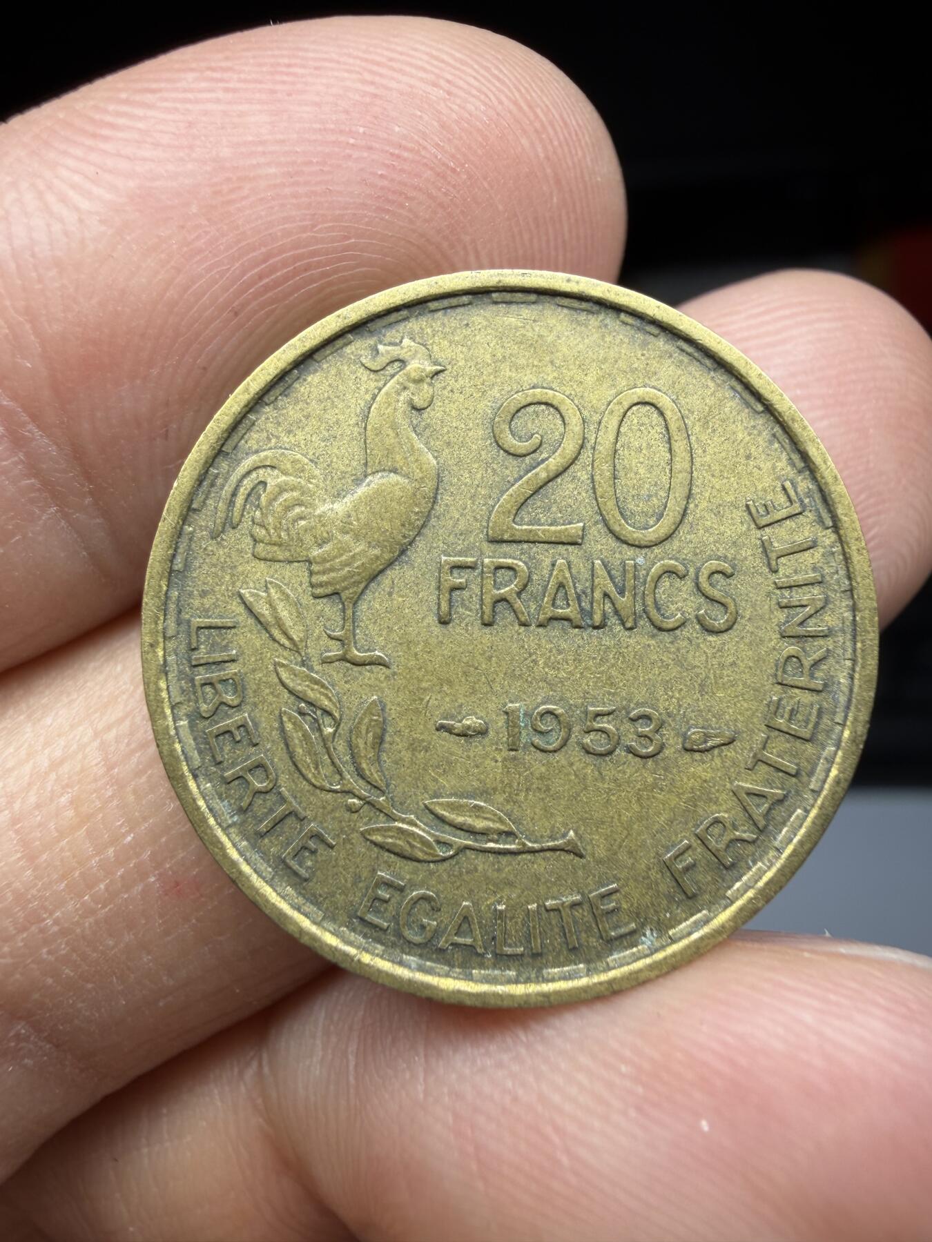 2026年集古藏今外币拍卖第三期-第3场—（总第313拍），可以寄存60天，满160元包邮。 1953年法国20法郎