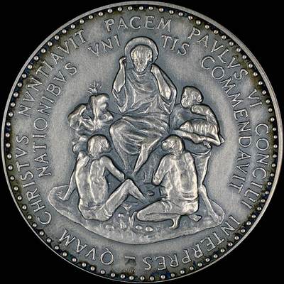 【雨安】【直播拍卖】【第0127期-裸币套币】2026-03-13 周五 19:30 (金价1140, 银价21.50) - [徽章奖章] Vatican [章] 梵蒂冈 1966年 保罗六世 镀银章 44mm