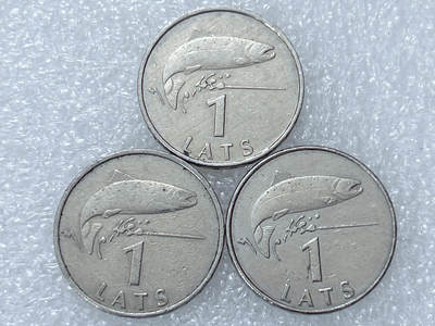 第一海外回流一元起拍收藏 散集专场  第303期 - 拉脱维亚1立特鲑鱼铜镍币 3枚