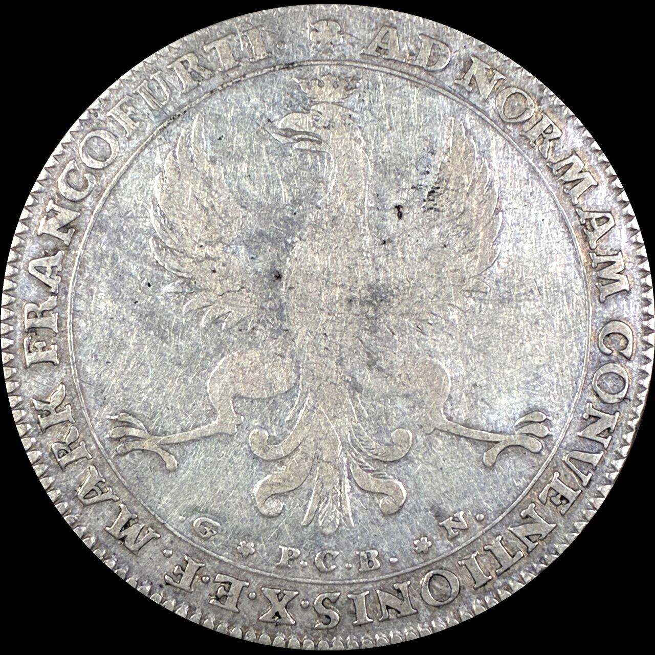 【雨安】【直播拍卖】【第0127期-裸币套币】2026-03-13 周五 19:30 (金价1140, 银价21.50) [裸币德国] Germany 德国 德意志 1泰勒 Frankfurt法兰克福 KM#0234.2 (1764-1765) 1764年