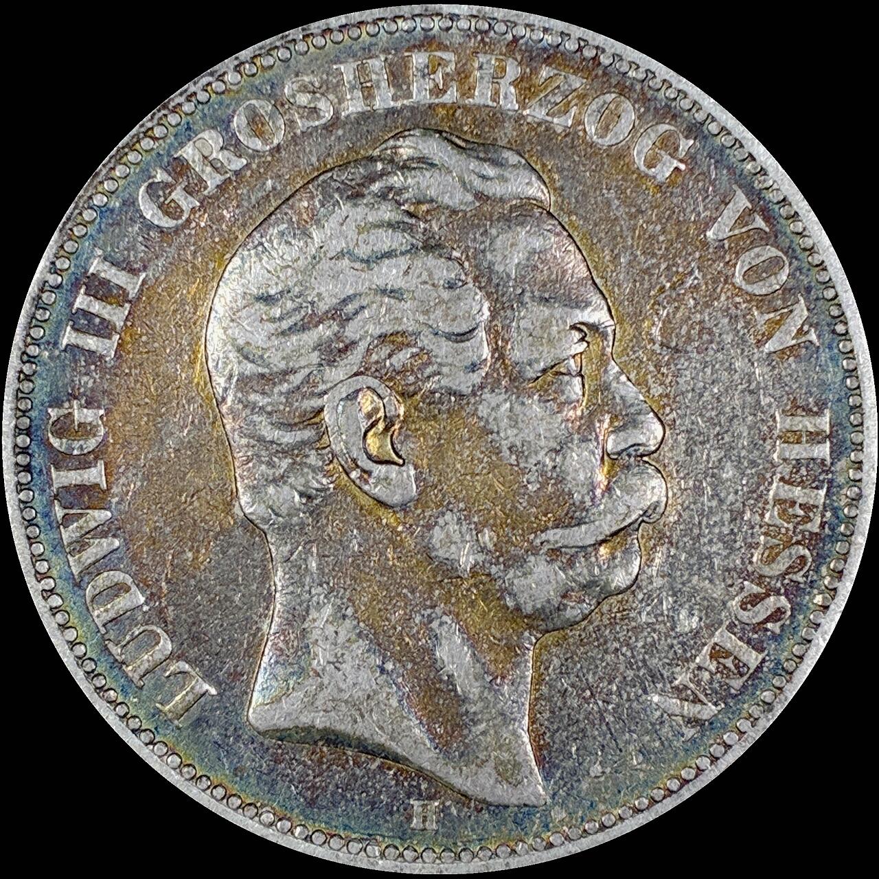 【雨安】【直播拍卖】【第0127期-裸币套币】2026-03-13 周五 19:30 (金价1140, 银价21.50) [裸币德国] Germany 德国 帝国 黑森 5马克 路德维希三世 1876年