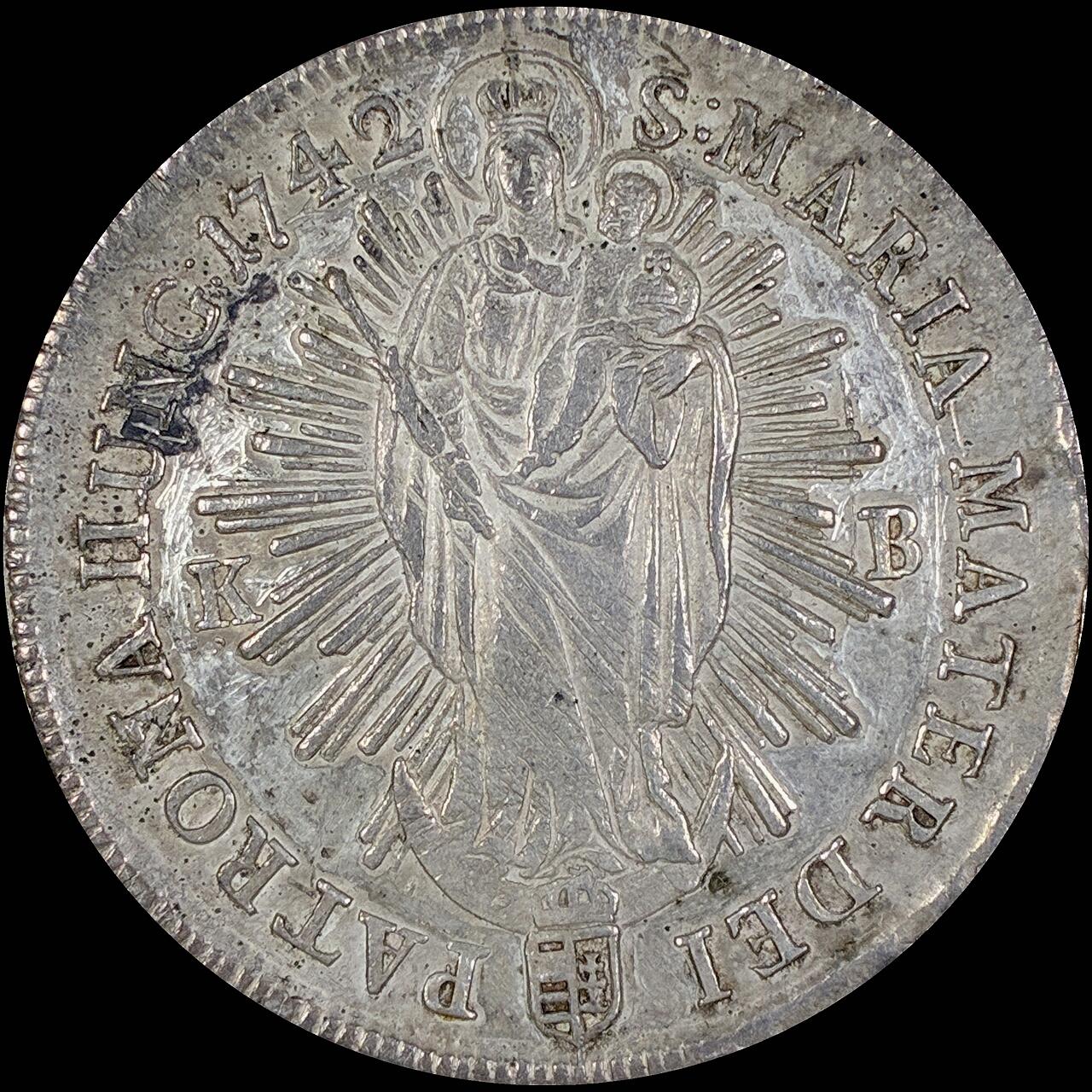 【雨安】【直播拍卖】【第0127期-裸币套币】2026-03-13 周五 19:30 (金价1140, 银价21.50) [裸币各国] Hungary 匈牙利 1泰勒 KM#0328 (1741-1744) 特蕾西亚 1742年