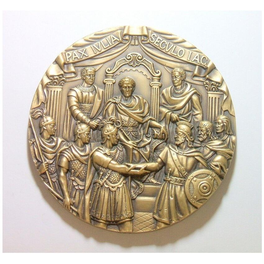 【艺术】古罗马艺术大章 皇帝克劳狄一世 高浮雕精制巨型大铜章 90MM 292克