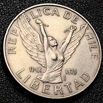 泉币菌-第209场-拍品多 请提前出价 - 智利1977年10比索镍币 自由女神 28mm 9g 