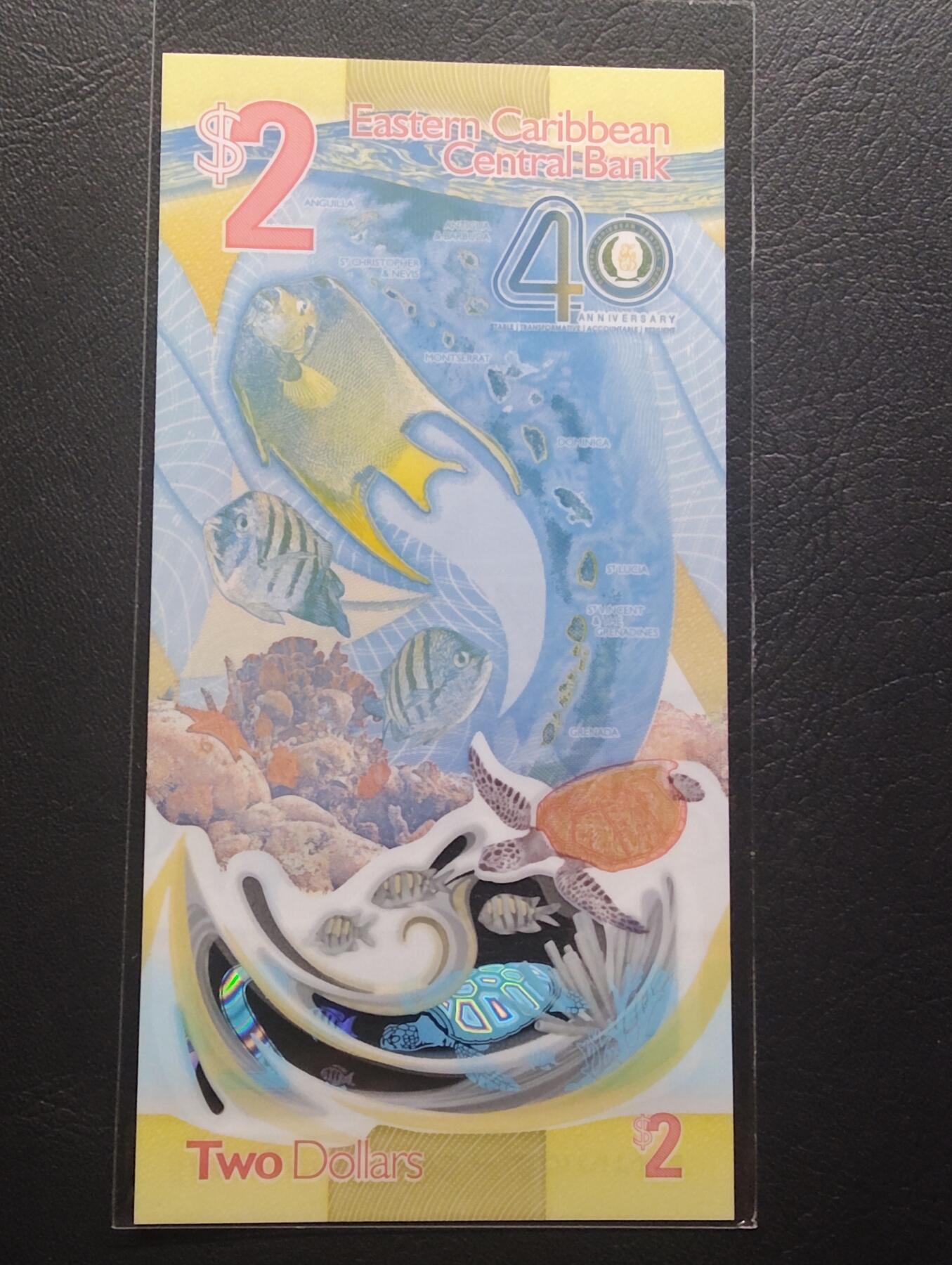 2026三月第二期，总219期 东加勒比共同体2023年中央银行成立40周年2元纪念钞豹子号222
