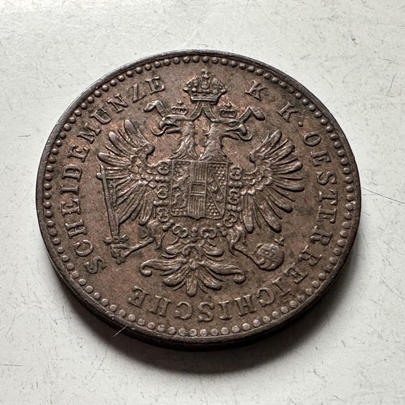 🌹外币初藏🌹🐯2026年第28场   每周二四六晚8️⃣点 接代拍 奥地利帝国1860年1克鲁泽尔铜币