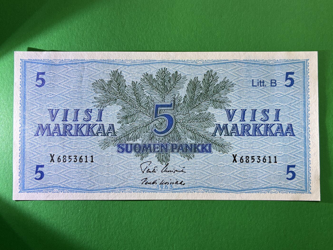 咖啡豆•收藏 2026年Mar_19th世界各国纸币拍卖 芬兰 1963年 5马克 全新UNC 外国 欧洲纸币