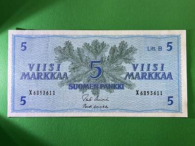 咖啡豆•收藏 2026年Mar_19th世界各国纸币拍卖 - 芬兰 1963年 5马克 全新UNC 外国 欧洲纸币