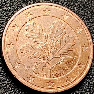 泉币菌-第209场-拍品多 请提前出价 - 欧元 2002年德国5欧分硬币 五叶橡树 21mm 3.9g 