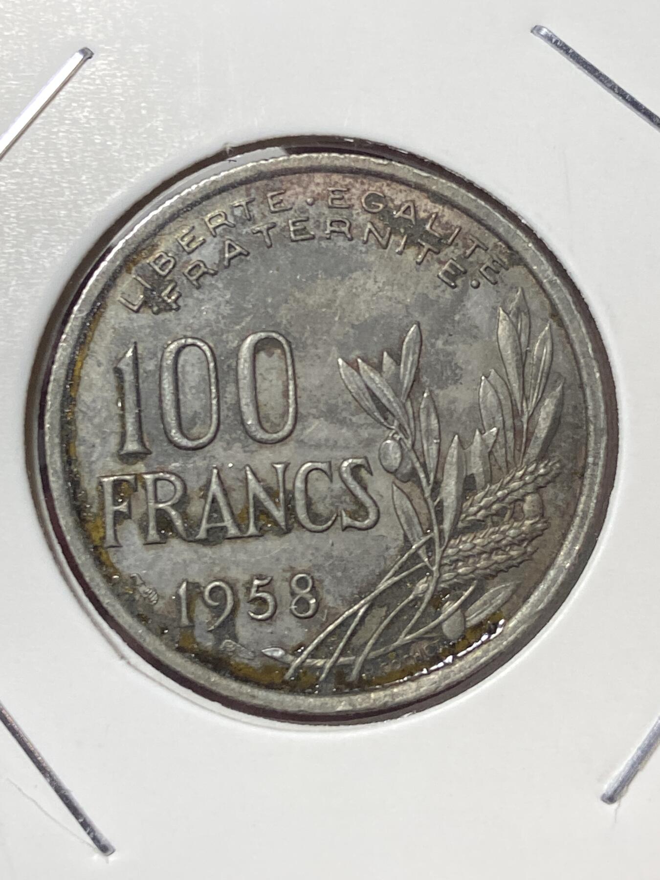 2026年第三十五场(总第二百零四场）外国精品纸夹币场(免佣金) 少见年份–法兰西第四共和国1958年100法郎(关门年，wing–飞翼标版)