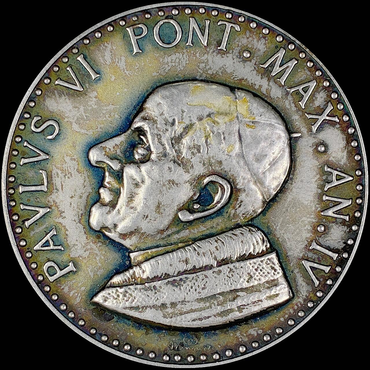 【雨安】【直播拍卖】【第0127期-裸币套币】2026-03-13 周五 19:30 (金价1140, 银价21.50) [徽章奖章] Vatican [章] 梵蒂冈 1966年 保罗六世 镀银章 44mm