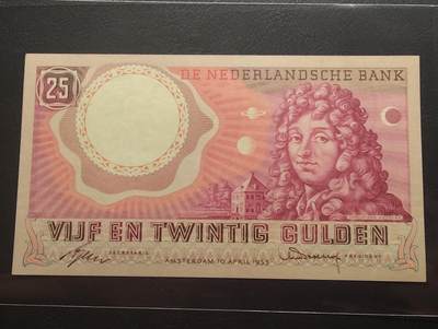 2026三月第二期，总219期 - 荷兰1955版25盾UNC，天文学家惠更斯