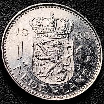 泉币菌-第208场-拍品多 请提前出价 - 1980年 荷兰王国早期1盾 朱莉安娜女王  镍币 硬币 25mm 