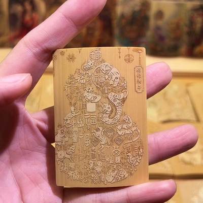 听雨轩（75）竹牌专场 - 留青工艺竹牌手把件4*6cm  葫芦