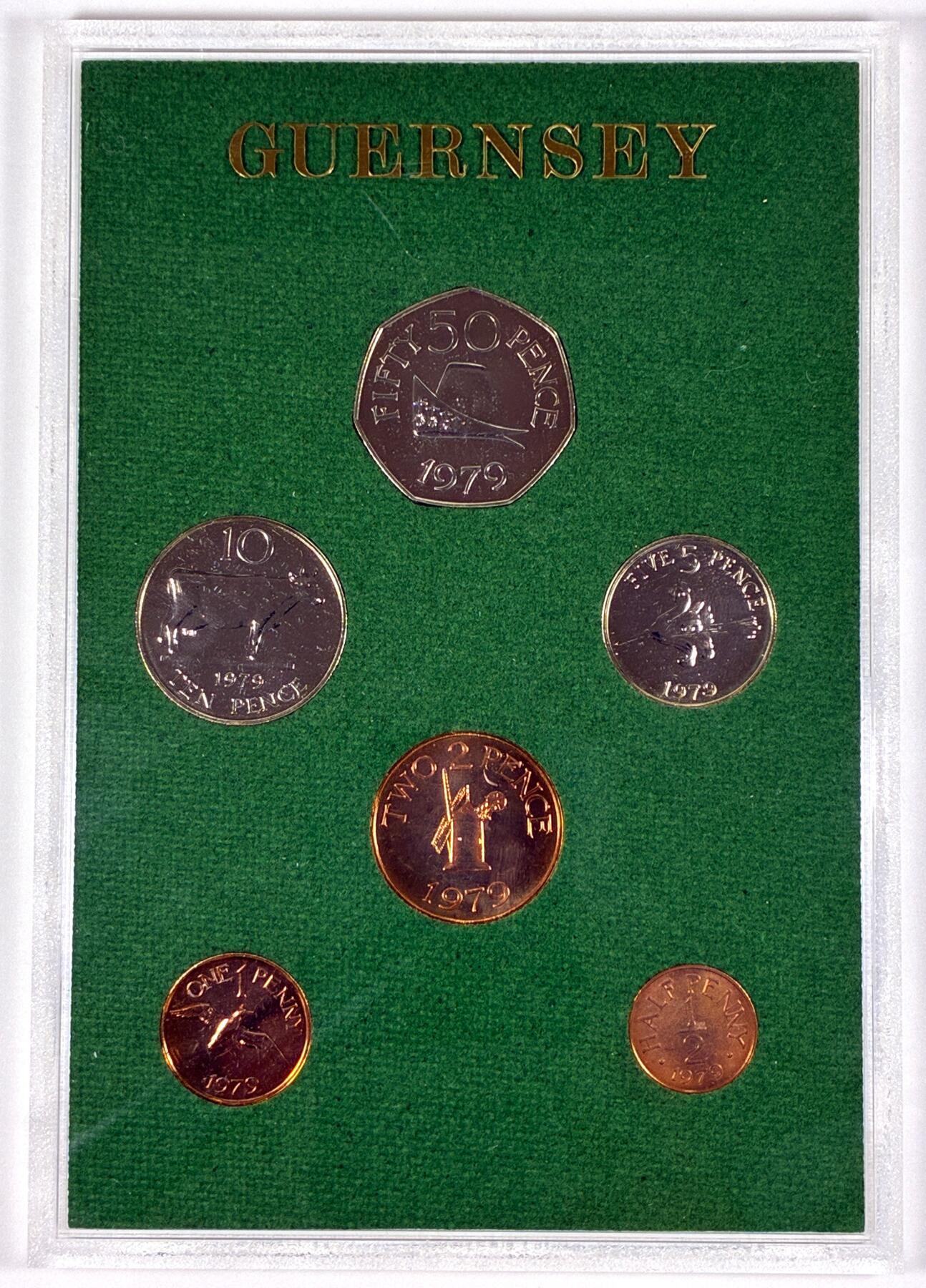 【雨安】【直播拍卖】【第0127期-裸币套币】2026-03-13 周五 19:30 (金价1140, 银价21.50) [现代套币] Guernsey 根西 套币 精制套币 1979年