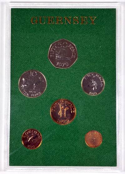 【雨安】【直播拍卖】【第0127期-裸币套币】2026-03-13 周五 19:30 (金价1140, 银价21.50) - [现代套币] Guernsey 根西 套币 精制套币 1979年