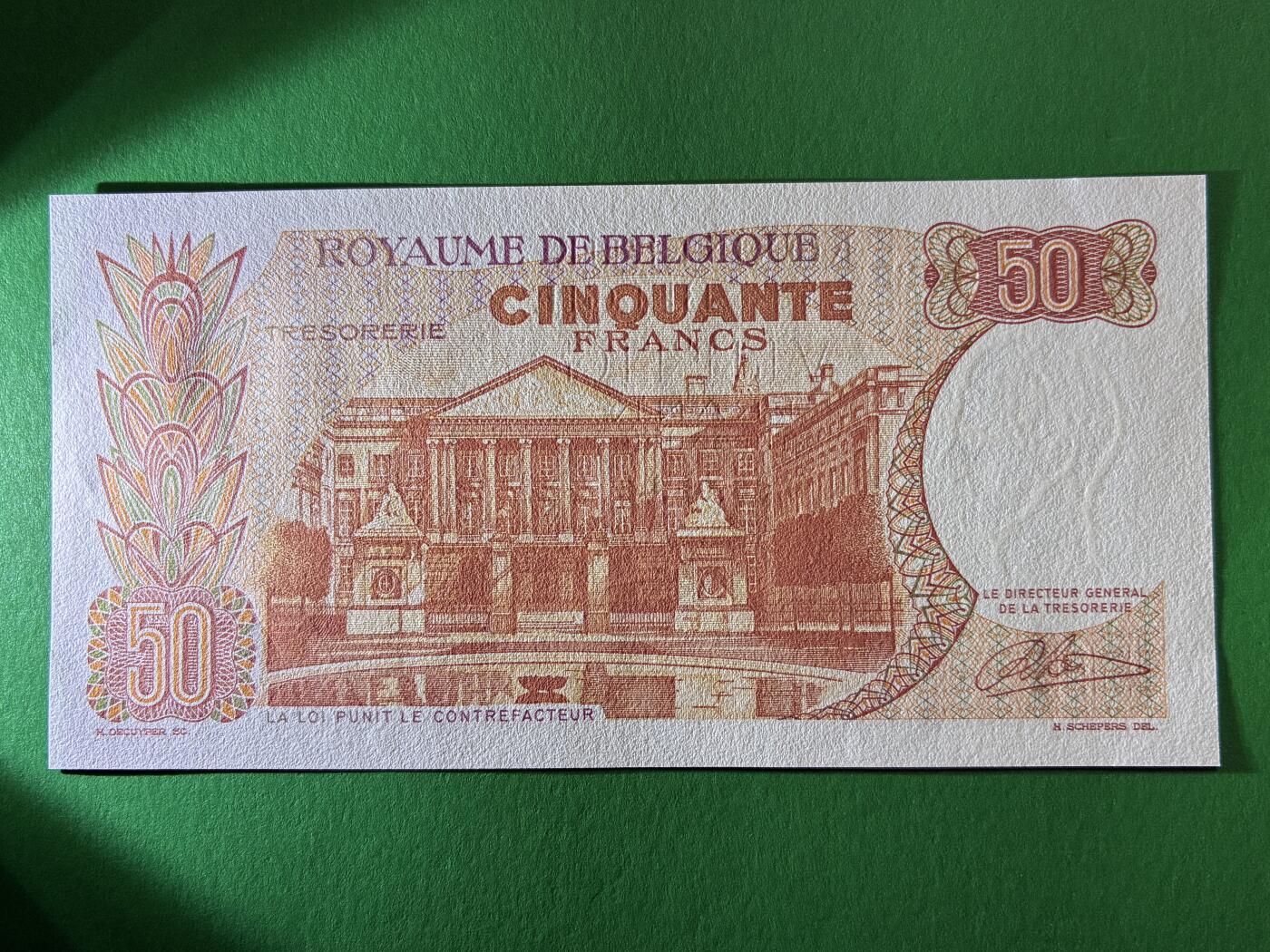 咖啡豆•收藏 2026年Mar_19th世界各国纸币拍卖 比利时 1966年 50法郎 全新UNC 外国 欧洲纸币