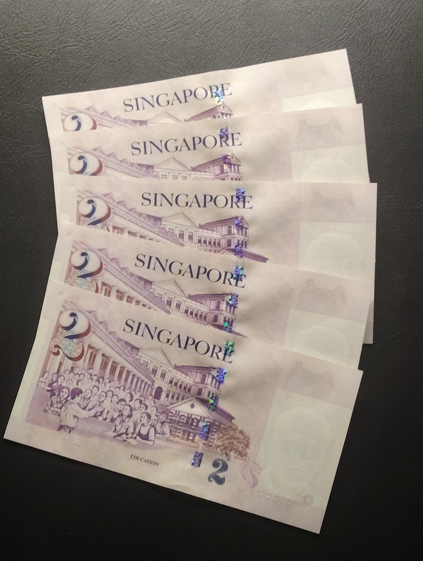 2026三月第二期，总219期 新加坡2000年新千年2元纪念钞批量五张UNC微潮