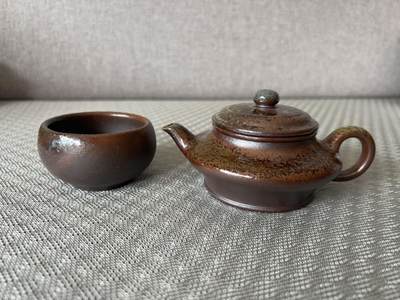 零元拍：原矿紫砂壶柴烧扁虚+柴烧主人杯（130CC左右） - 零元拍：原矿紫砂壶柴烧扁虚+柴烧主人杯（130CC左右）