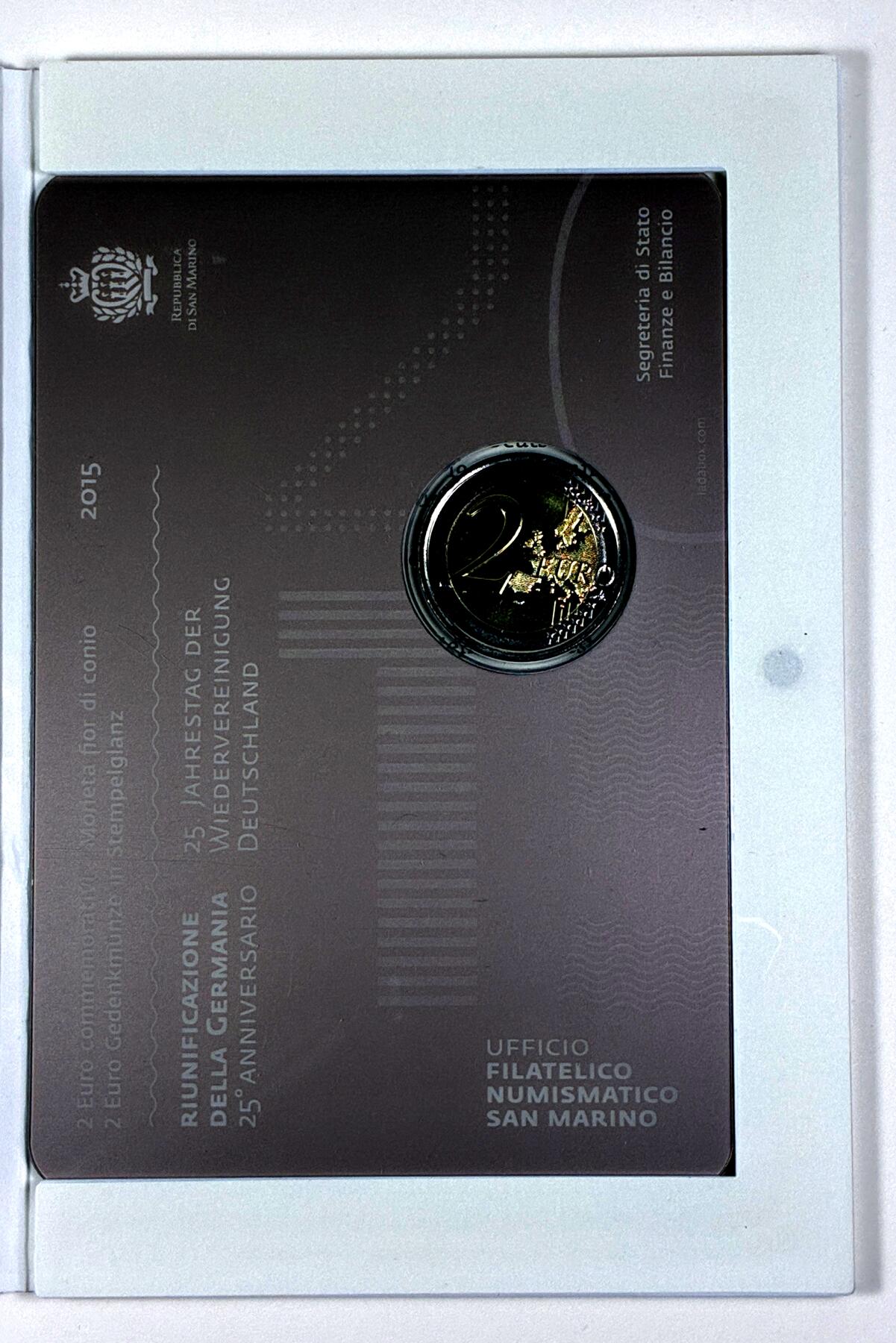 【雨安】【直播拍卖】【第0127期-裸币套币】2026-03-13 周五 19:30 (金价1140, 银价21.50) [现代装帧] San Marino 欧元 圣马力诺 2欧元 2015年 德国统一25周年