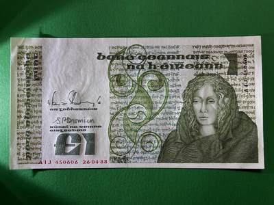 咖啡豆•收藏 2026年Mar_19th世界各国纸币拍卖 - 爱尔兰 1988年 1镑 全新UNC 外国 欧洲纸币