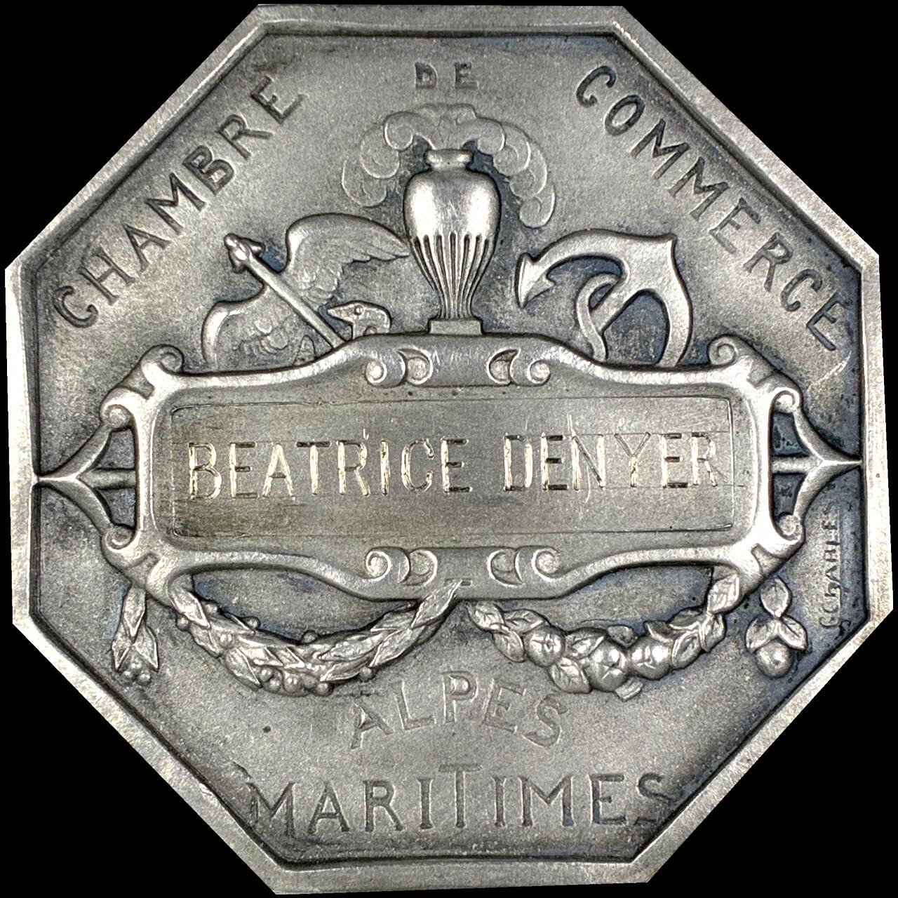 【雨安】【直播拍卖】【第0127期-裸币套币】2026-03-13 周五 19:30 (金价1140, 银价21.50) [徽章奖章] France [章] 法国 19世纪 滨海阿尔卑斯省 商会 八角银章 57.3克