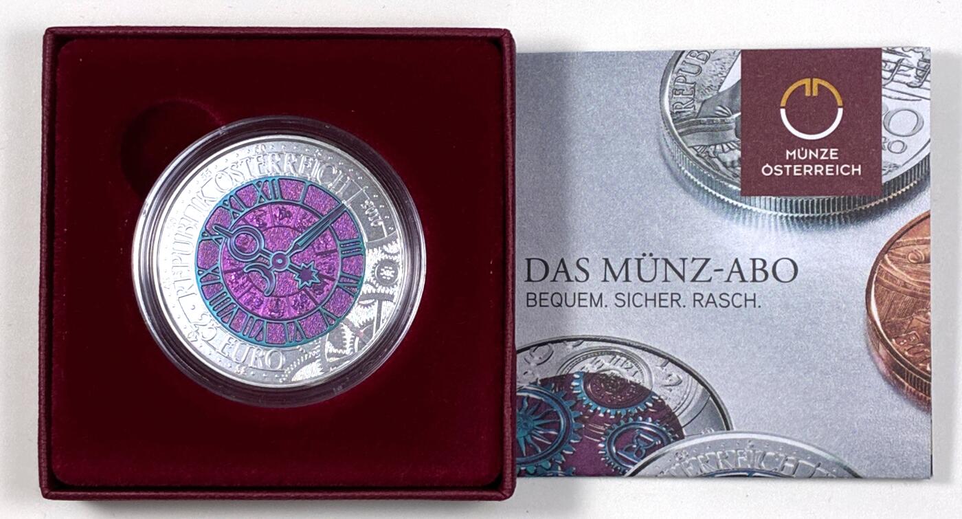 【雨安】【直播拍卖】【第0127期-裸币套币】2026-03-13 周五 19:30 (金价1140, 银价21.50) [现代装帧] Austria 欧元 奥地利 25欧元 2016年 时间 铌芯银币