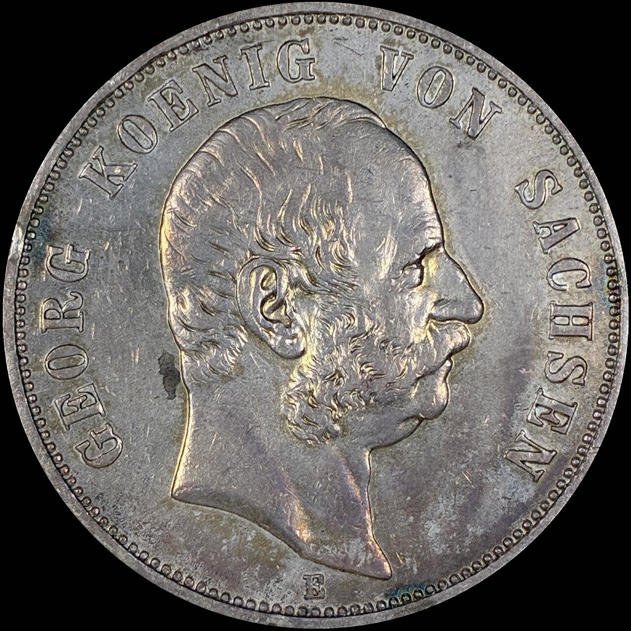 【雨安】【直播拍卖】【第0127期-裸币套币】2026-03-13 周五 19:30 (金价1140, 银价21.50) [裸币德国] Germany 德国 帝国 萨克森 5马克 格奥尔格 1904年