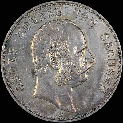 【雨安】【直播拍卖】【第0127期-裸币套币】2026-03-13 周五 19:30 (金价1140, 银价21.50) - [裸币德国] Germany 德国 帝国 萨克森 5马克 格奥尔格 1904年