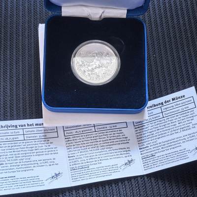 道一币馆币章第一百六十九场 - 原盒证 比利时2019年佛兰德斯美术代表人物勃鲁盖尔逝世450周年10欧元精制银币-2