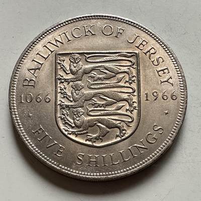 🌹外币初藏🌹🐯2026年第28场   每周二四六晚8️⃣点 接代拍 - 泽西岛伊丽莎白二世1966年5先令克朗纪念币