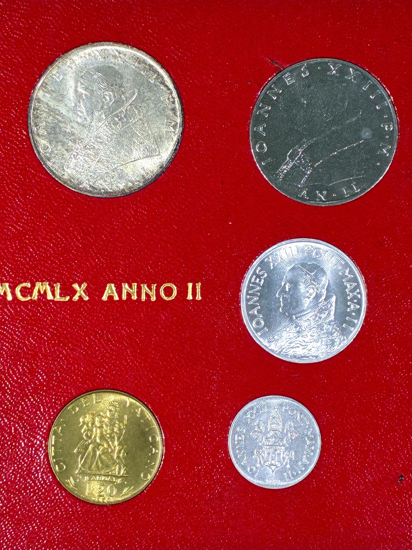 【雨安】【直播拍卖】【第0127期-裸币套币】2026-03-13 周五 19:30 (金价1140, 银价21.50) [现代套币] Vatican 梵蒂冈 套币 1960年