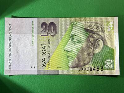 咖啡豆•收藏 2026年Mar_19th世界各国纸币拍卖 - 斯洛伐克 1993年 20克朗 全新UNC 外国 欧洲纸币