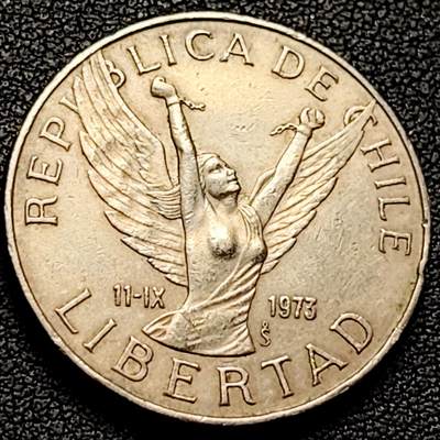 泉币菌-第209场-拍品多 请提前出价 - 智利1977年发行的10比索镍币 自由女神 28mm 9g