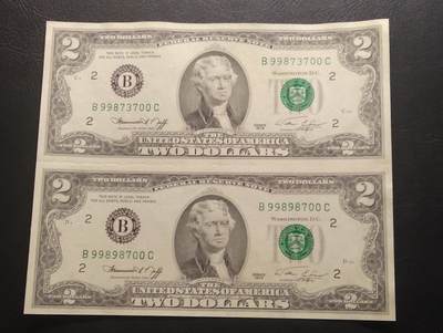 2026三月第二期，总219期 - 美国1976年版纽约州纽约印刷2元连体钞尾三同700 品相如图