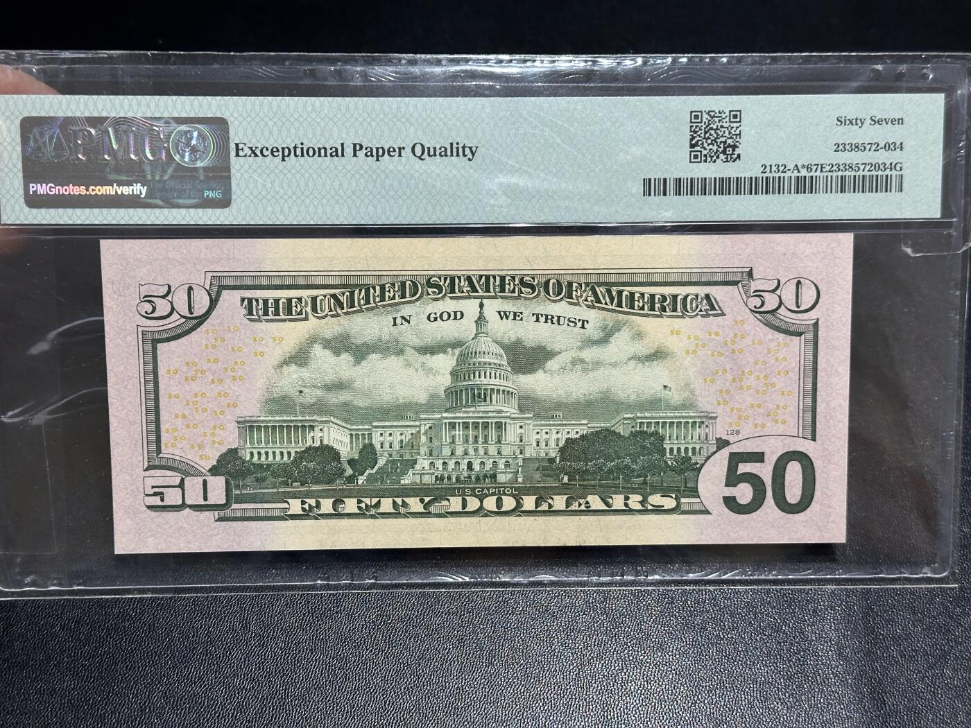 《外钞收藏家》第六百一十七期（精选场）（长期征集拍品、欢迎藏友们联系合作） 2013年美国彩版50美元 PMG67 补号 尾88