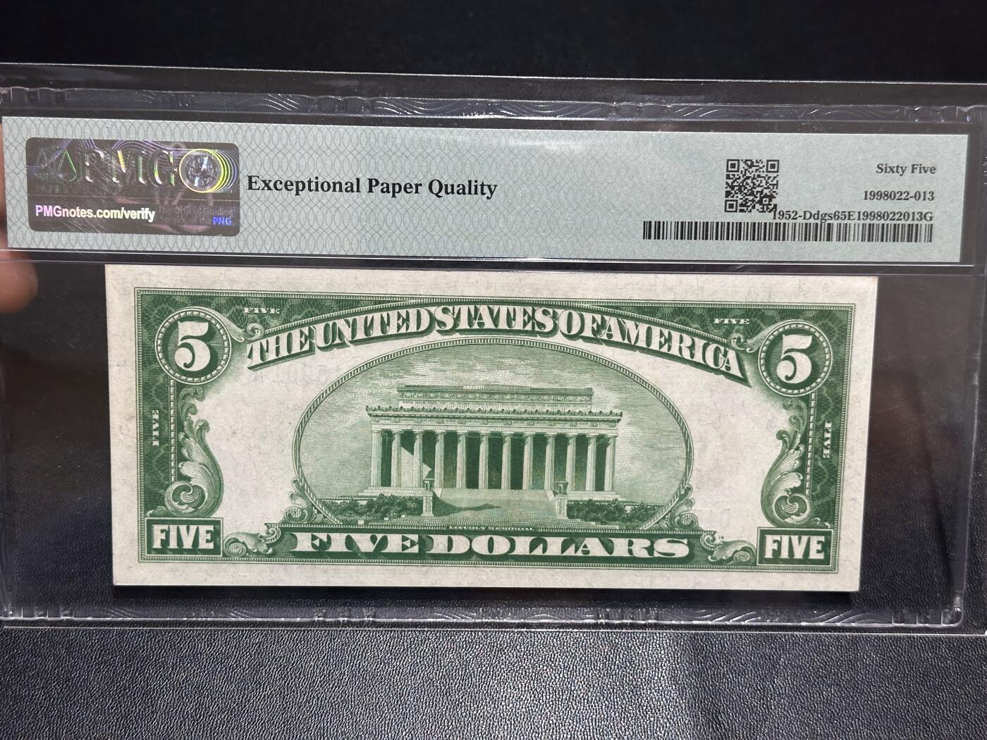 《外钞收藏家》第六百一十七期（精选场）（长期征集拍品、欢迎藏友们联系合作） 1928年美国5美元 克利夫兰 PMG65