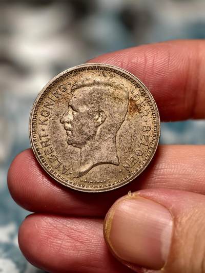 抚柳草堂-第十六期章牌钱币  奖章勋章限时免佣 满百包邮 放漏专场 - 1934比利时王国阿尔贝一世20法郎银币 重11.2g 美品酱彩老包浆