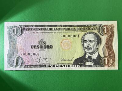 咖啡豆•收藏 2026年Mar_19th世界各国纸币拍卖 - 多米尼加 1988年 1比索 全新UNC 外国 美洲纸币