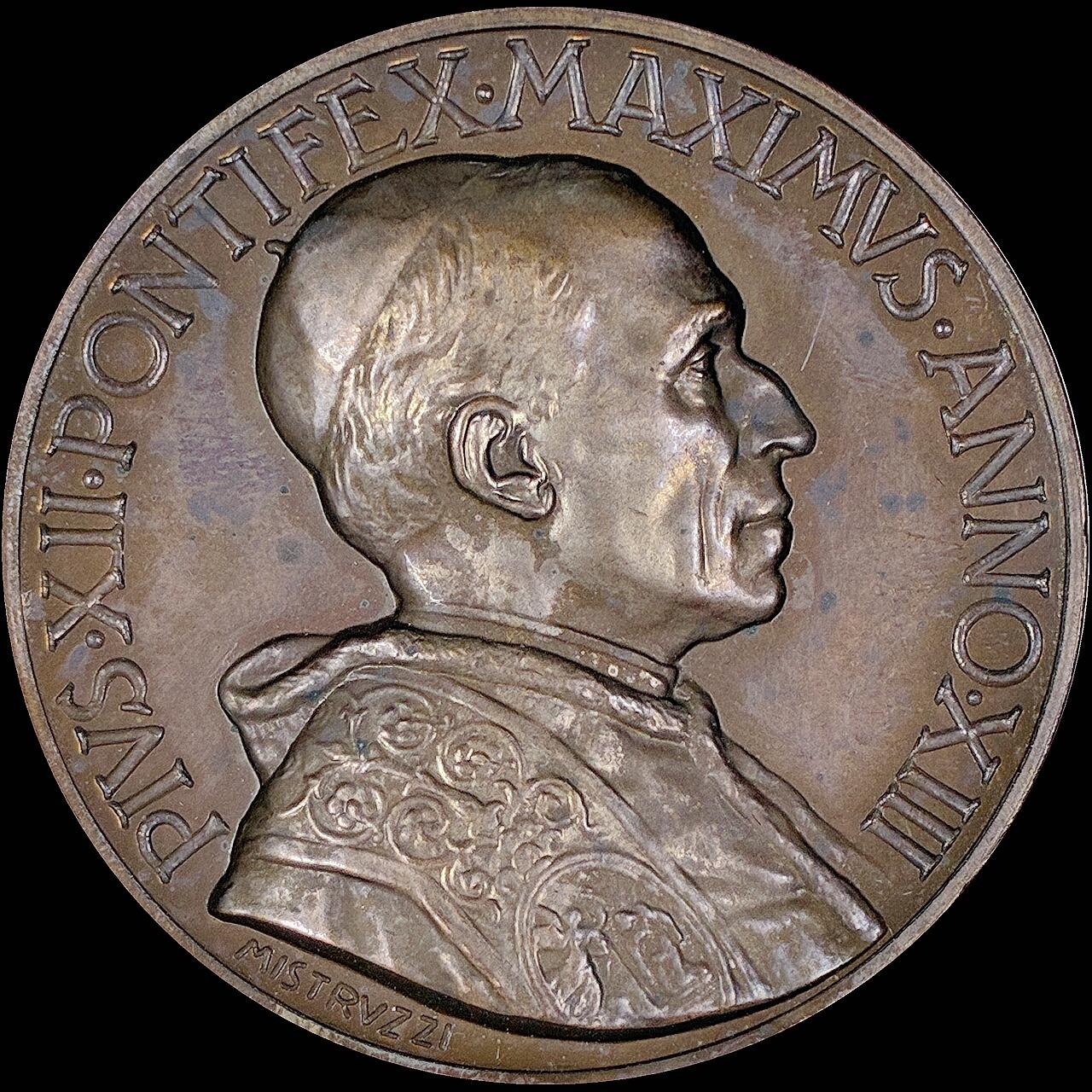 【雨安】【直播拍卖】【第0127期-裸币套币】2026-03-13 周五 19:30 (金价1140, 银价21.50) [徽章奖章] Vatican [章] 梵蒂冈 1956年 庇护十二世 铜章 44mm