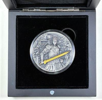 【雨安】【直播拍卖】【第0127期-裸币套币】2026-03-13 周五 19:30 (金价1140, 银价21.50) - [现代装帧] Niue 纽埃 5元 2021年 汉 复古 [发行量500][62.20克,  0.999银] 编号099/500