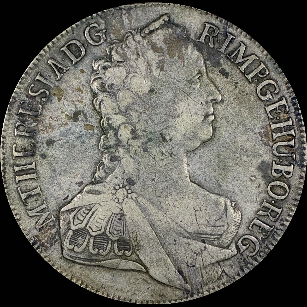 【雨安】【直播拍卖】【第0127期-裸币套币】2026-03-13 周五 19:30 (金价1140, 银价21.50) [裸币各国] Austria 奥地利 1泰勒 KM#1817 (1754-1765) 特蕾西亚 1761年