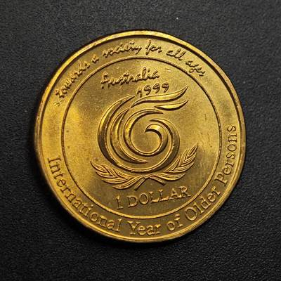 【淘币小摊】实时拍第八百八十拍   散币场    每周一统一发货 - 澳大利亚1999年国际老年人一元纪念币