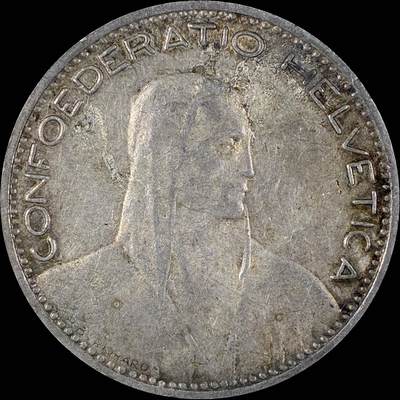 【雨安】【直播拍卖】【第0127期-裸币套币】2026-03-13 周五 19:30 (金价1140, 银价21.50) - [裸币各国] Switzerland 瑞士 邦联 5法郎 KM#0037 (1922-1923) 1923年 大版