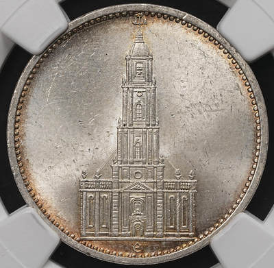 修遠堂世界钱币第107期 - NGC MS62 1934年德国教堂5马克银币，E厂铭