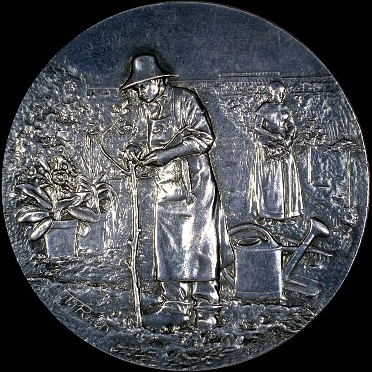 【雨安】【直播拍卖】【第0127期-裸币套币】2026-03-13 周五 19:30 (金价1140, 银价21.50) [徽章奖章] France [章] 法国 19世纪 里昂 园艺协会 银章 44.6克, 43mm