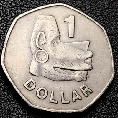 泉币菌-第209场-拍品多 请提前出价 - 少见 1977年 英属所罗门群岛 一元镍币  海神 青年女王  30mm 